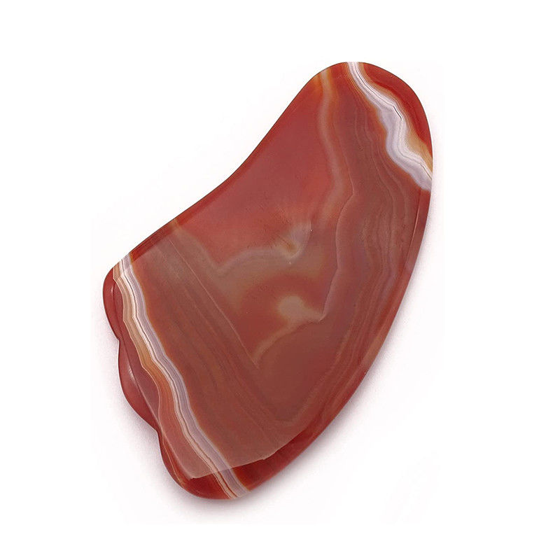 Función de elevación facial Plata de desecho de Gua Sha de cristal de ágata roja para portátil