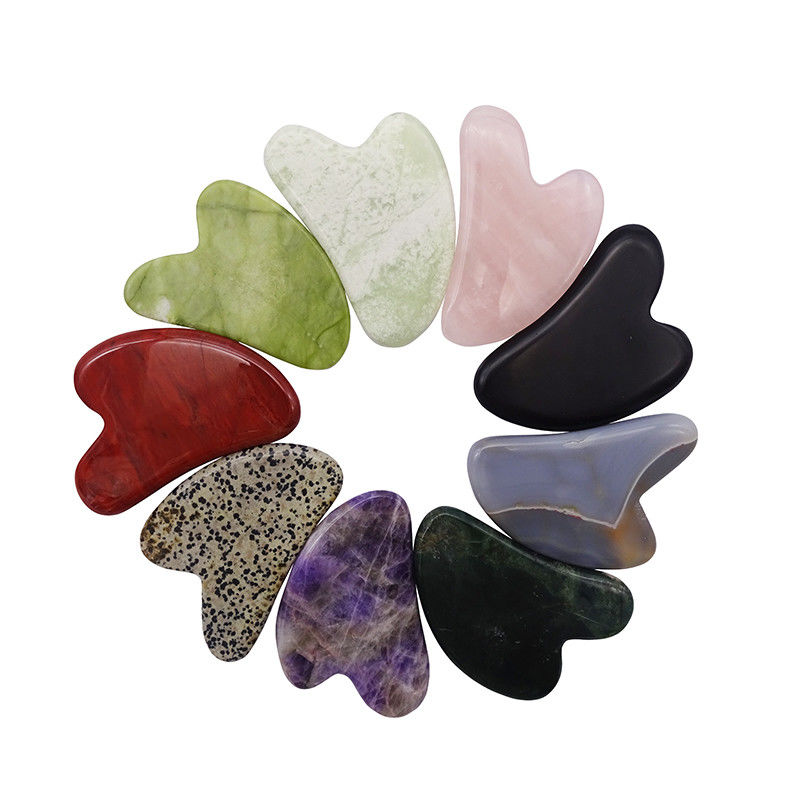 Masajista Forma de corazón Gua Sha Tabla Jade Stone para masaje facial SPA Tratamiento de acupuntura