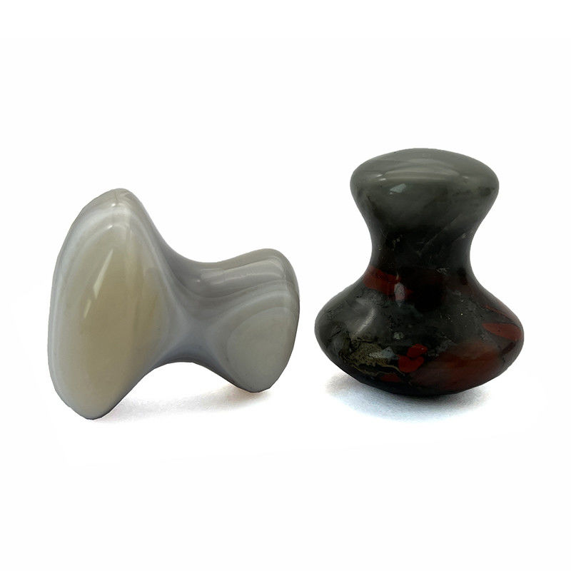 2024 Piedra de sangre Agate gris Jade piedra Gua Sha hongo Piedra de masaje para reducir las líneas finas en la cara Cuello Cuerpo