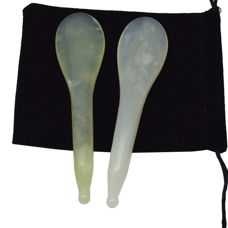 Espluma de masaje de puntos de acupuntura de forma de cuchara amarilla Xiuyan Jade Stick Eye Massager Pen con y aceptable servicio OEM/ODM