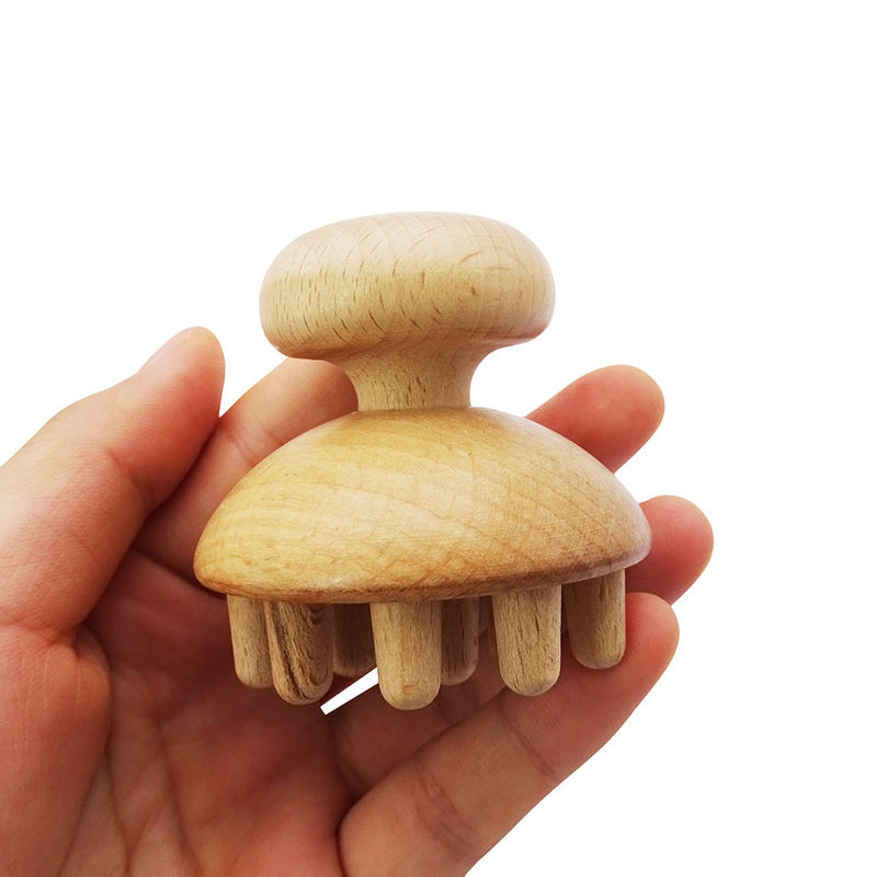 Función musical herramienta de masaje terapéutico de hongo de madera Gua Sha para drenaje linfático de mano y cuerpo completo