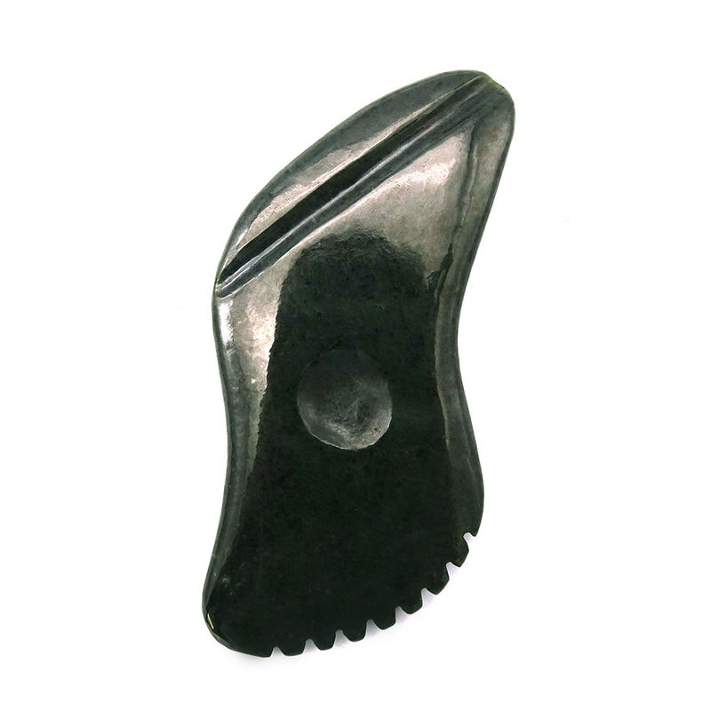Nefrita verde oscuro natural Jade Gua Sha Herramientas de masaje corporal raspado tradicional para el cuerpo completo 11.8cm*6cm*0.9cm