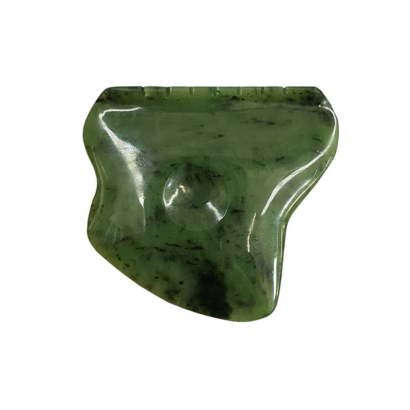 Masajista corporal Nefrita verde Jade Gua Sha Escribido Herramienta de masaje para la liberación de la tensión facial y la autoayuda