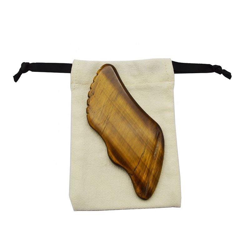 Artesanía hecha a mano Gua Sha Ojo de tigre natural Masajeador de piel para la cara Ojos Cuello Nody Relajación muscular OEM ODM