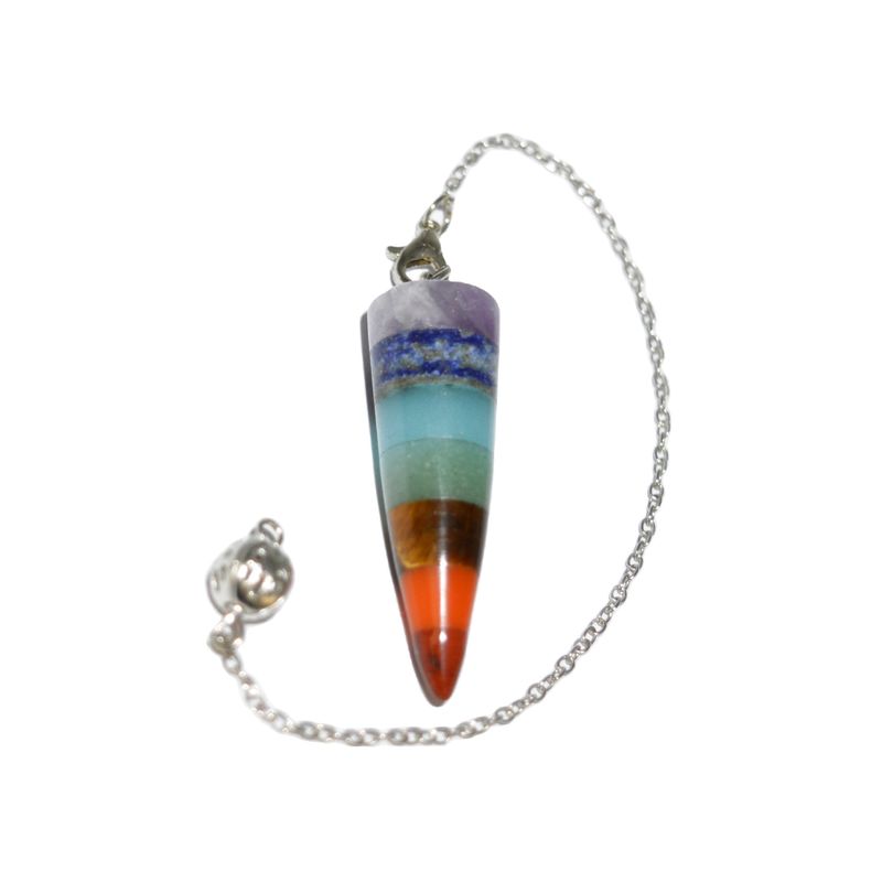 Sección cónica Cristal natural Siete Chakras Energía espiritual curativa Péndulo de collar de pirámide hexagonal colgante