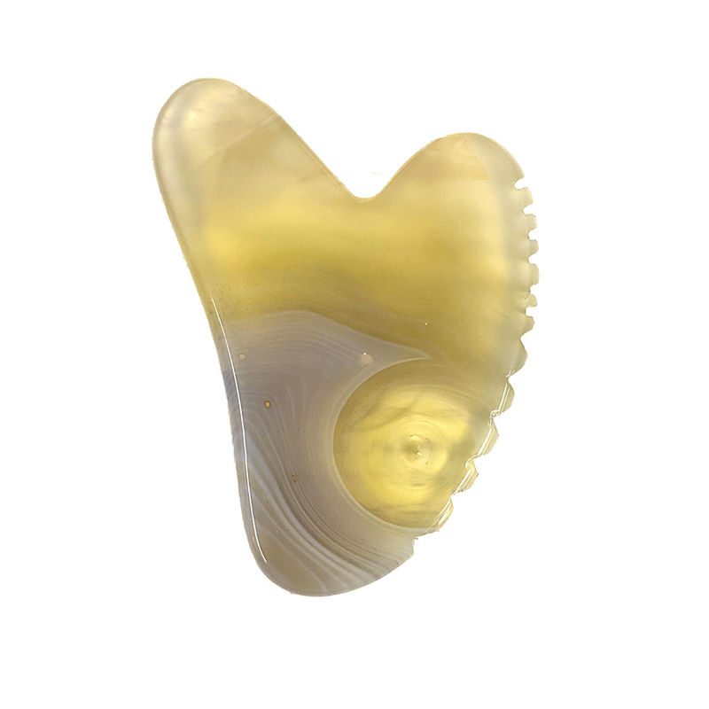 Productos de masaje con logotipo personalizado Agate de flor de cerezo natural Sha Gua Tabla para la terapia de Gua Sha