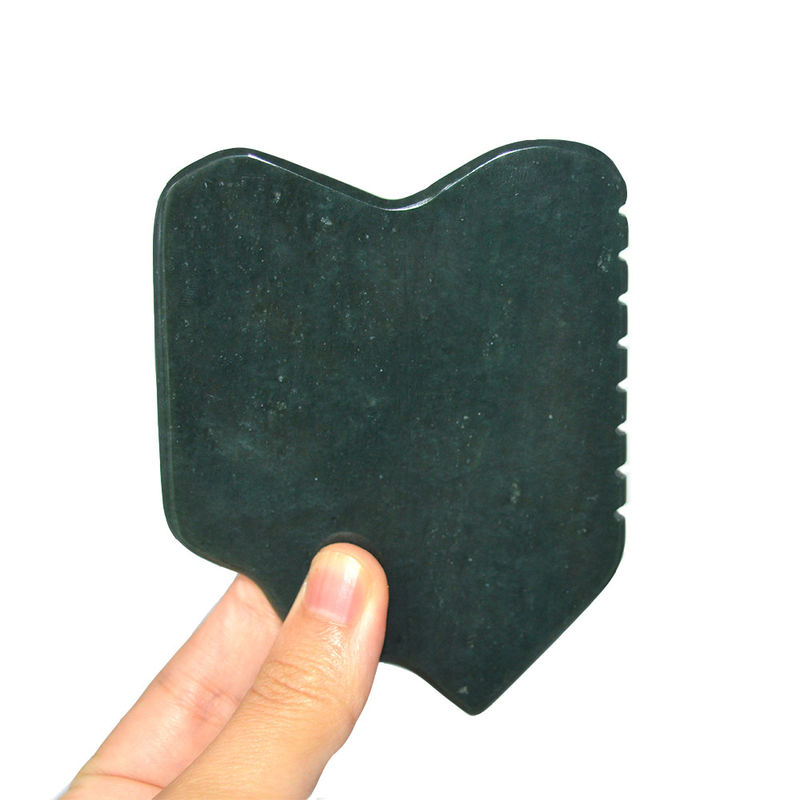 Nefrita verde oscuro Facial Jade Stone Guasha Masajista Tabla para la circulación sanguínea facial