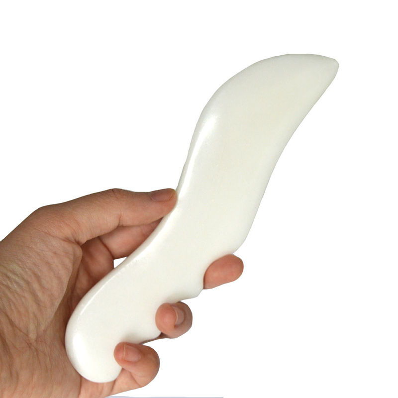 Masajeador corporal Piedra Gua Sha de Jade Blanco para raspar Herramientas de masaje facial y masaje de belleza SPA