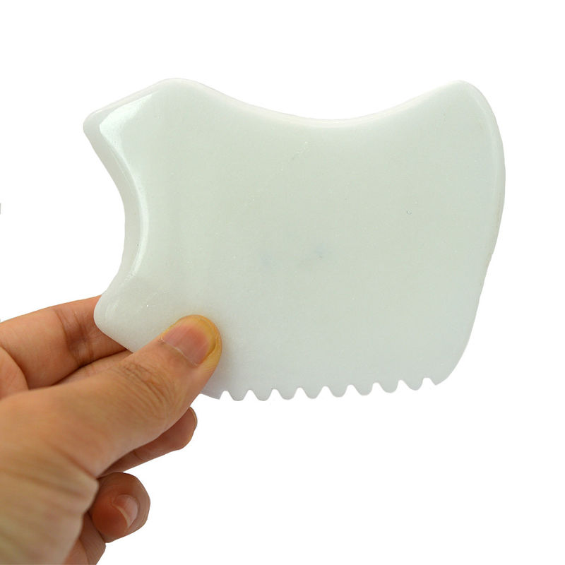 Jade Blanco Gua Sha herramienta de masaje para masajeador facial y cuerpo SPA acupuntura acupresión 9.5cm*7.5cm*0.7cm