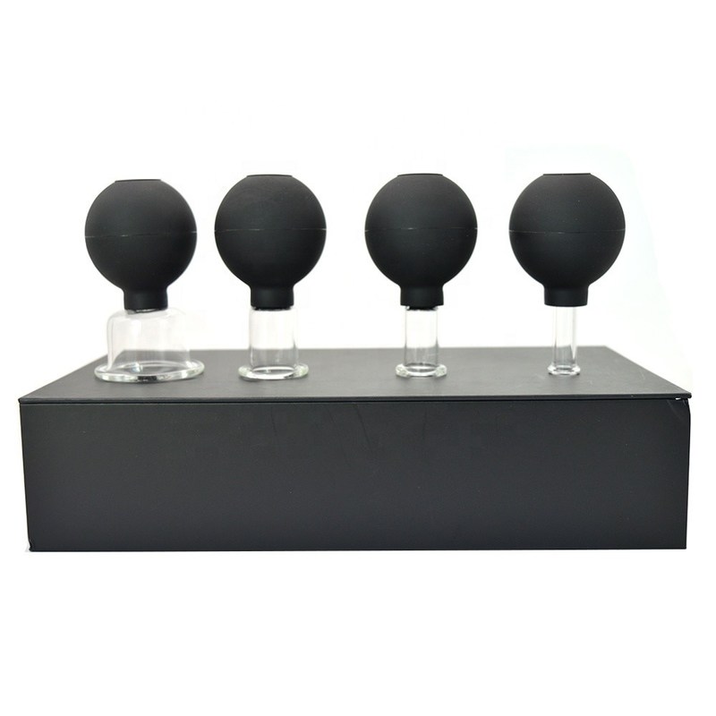 2024 Masaje de goma de vidrio Masaje de vacío Conjunto de ventosas Máquina de terapia para el cuerpo Cara espalda Pierna hombro con logotipo personalizado