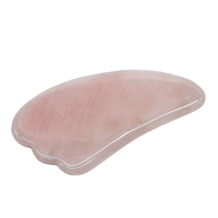 Herramienta de masaje Gua Sha de cuarzo rosa negro pulido para tratamiento de belleza facial natural
