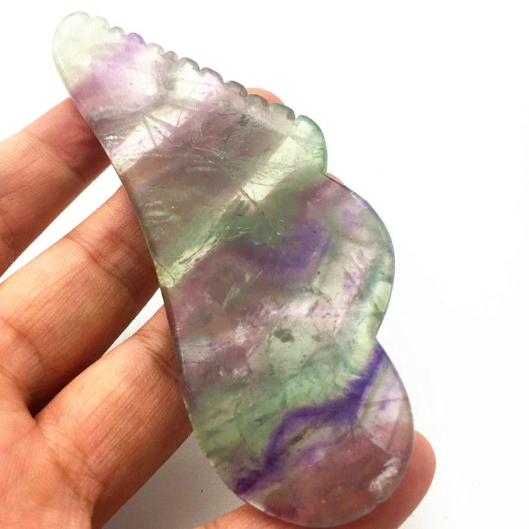 Cuidado de la Salud del Cuerpo Masaje JADE Natural Colorido Guasha Fluorito Gua Sha Escribido Herramienta de Masaje
