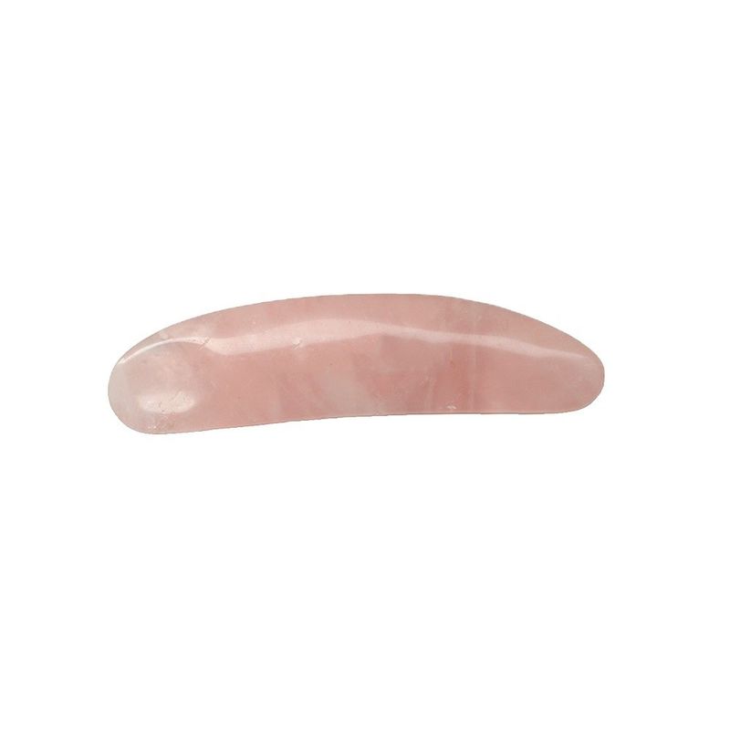 Reduce la hinchazón con espátula cosmética curva y aplicador de crema para ojos de cuarzo rosa mini en la barra de masaje Gua Sha