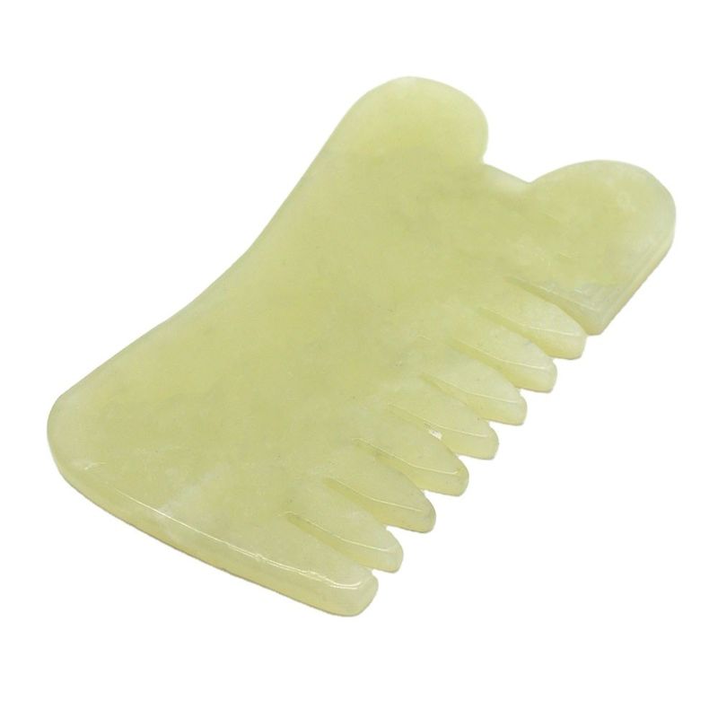 Xiuyan Jade Guasha Peinado de masaje Gua Sha Scarping herramientas faciales con función de fisioterapia infrarroja 88 * 50 * 4mm