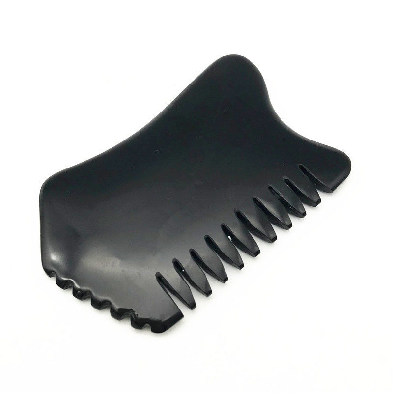 Masajeador facial negro Piedra Bian Gua Sha Herramientas de masaje de raspado de piedra de jade natural Masajeador corporal de logotipo personalizado