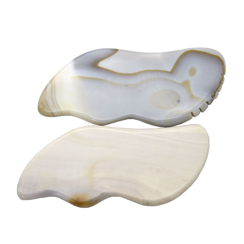 7.5 * 6.5cm Agate gris natural Gua Sha Herramientas para raspar masaje Propiedades del masajista