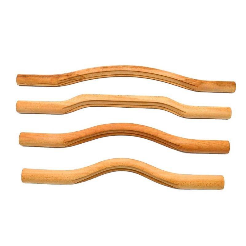 OEM/ODM aceptable 4 en 1 herramientas de masaje de madera Gua Sha para masajes musculares y terapia de raspado profundo