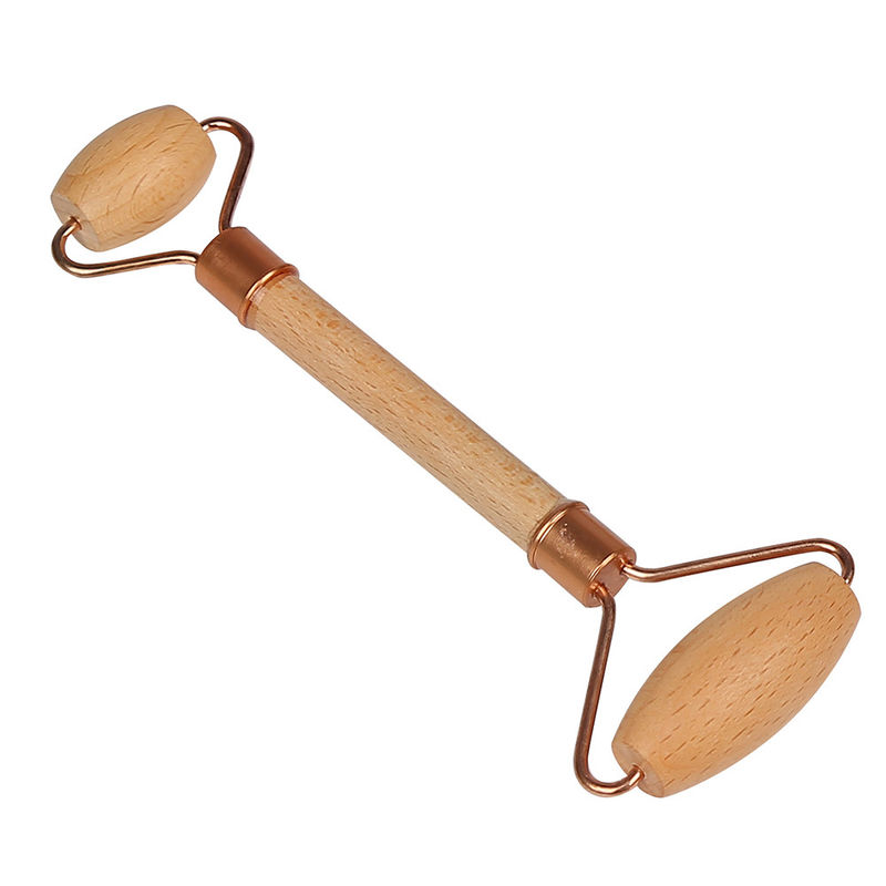 Manilla de madera Doble Roller Guasha Masaje facial con masaje facial Natural Jade Gua Sha Roller