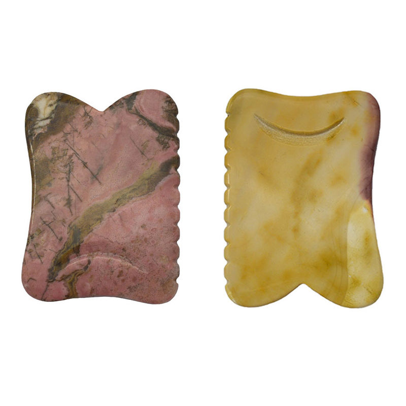 Negro 7*5,5*0,5cm Rodonita o Mookaite Jade Gua sha tabla guasha Piedra raspando Guasha Herramientas de masaje para el cuidado de la cara