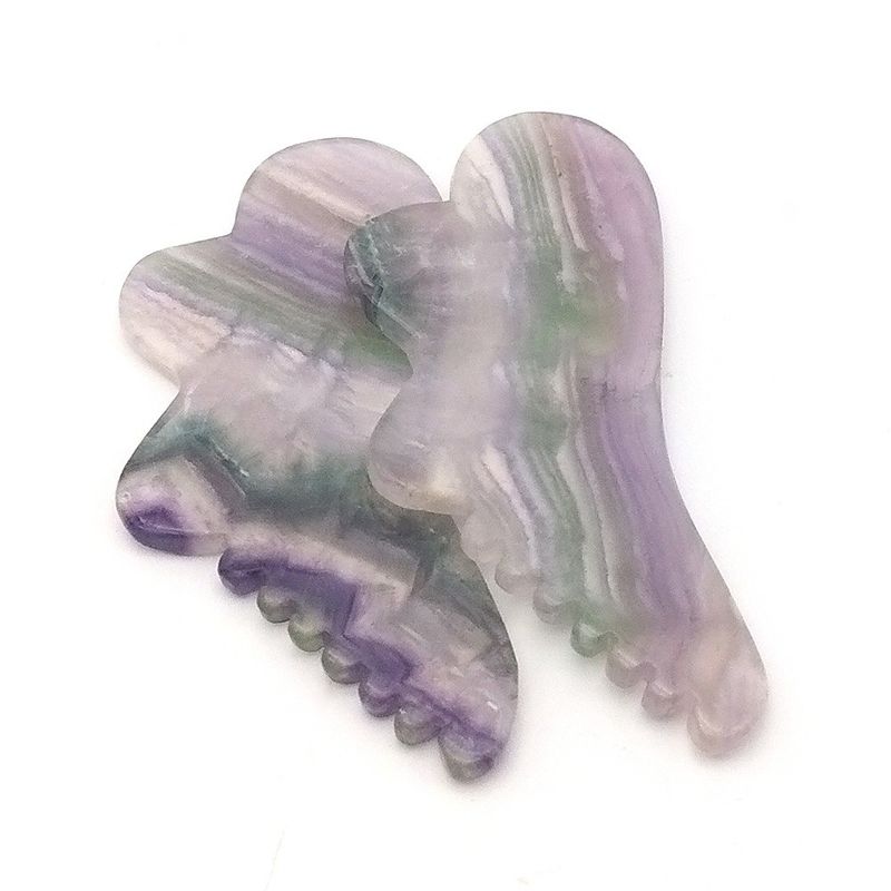 Cuidado personal de la salud 95 * 45mm colorido de fluorito Gua Sha para masaje de la piel de la cara y el cuerpo herramienta para tratamiento de acupuntura SPA