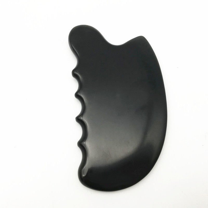 OEM ODM Terapia Negra Natural Piedra Bian Guasha Herramientas de masaje de raspado Gua Sha para el cuerpo 11.5 * 6 * 0.8cm