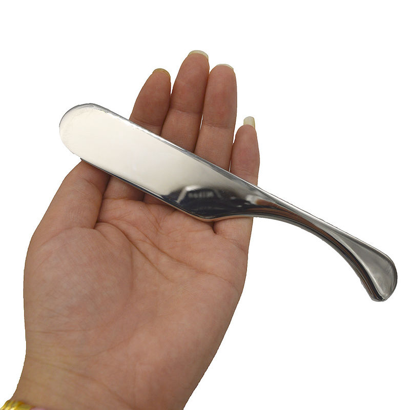 15.5 * 2.5cm Plata Gua ShaScraping Mesa de masaje cuerpo Guasha herramienta de masaje de acero inoxidable herramientas de raspado para aliviar el dolor