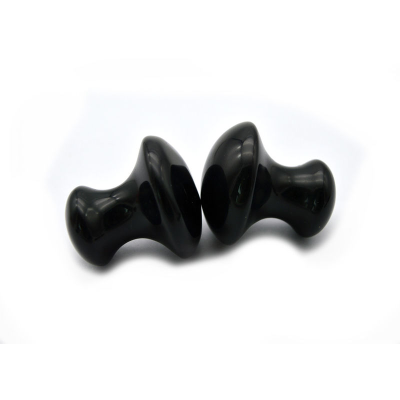2024 Natural Negro Obsidiano Hongo Guasha Belleza Masaje Gua Sha Piedra Para Cara Modo Cuerpo No ABK-59
