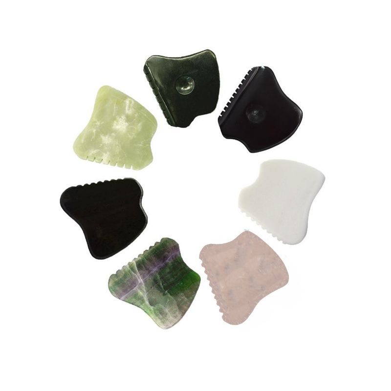 Modo de herramienta de raspado facial de piedra natural de Bian No abk-204 Marca privada Gua Sha Jade Therapy Herramientas de masaje facial